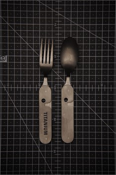 Titanium Camping Ложка/Вилка складная туристическая для кемпинга 2 предмета KT-526