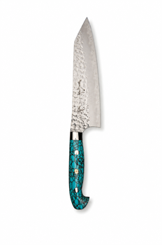 YU KUROSAKI Нож Кухонный Бунка 160/290 мм R2(SG2) (Порошковая сталь) Hammered SENKO-EI Custom TCA Selection YU KUROSAKI TURQUOISE BUNKA 160