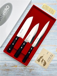 Masahiro Gift Набор из 3-х кухонных ножей: Деба + Янагиба + Сантоку Stainless Steel 11535