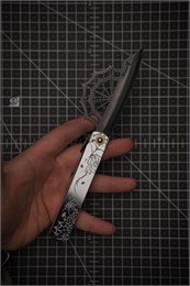 Higonokami Нож складной (Aranea Spider Black Plating) 95/215 мм Aogami San-Mai 26-BS