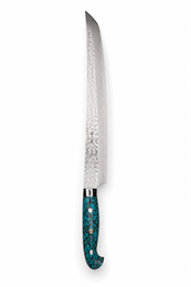 YU KUROSAKI Нож Кухонный Сакимара 270/410 мм R2(SG2) (Порошковая сталь) Hammered SENKO-EI Custom TCA Selection YU KUROSAKI TURQUOISE SAKIMARA 270