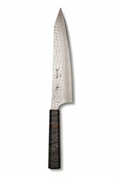 YU KUROSAKI Нож Кухонный Гюйто 210/360 мм R2(SG2) (Порошковая сталь) Hammered SENKO YU KUROSAKI GRAY STABILIZED GYUTO 210