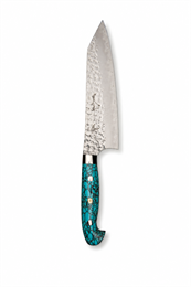 YU KUROSAKI Нож Кухонный Бунка 160/290 мм R2(SG2) (Порошковая сталь) Hammered SENKO-EI Custom TCA Selection YU KUROSAKI TURQUOISE BUNKA 160